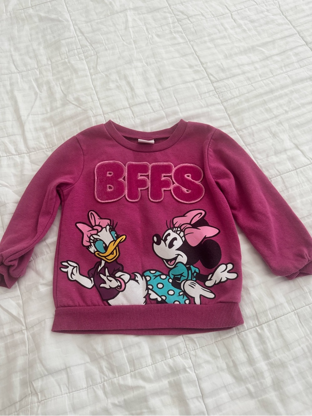 Pink 'BFFS' Daisy & Minnie Graphic Kids Sweatshirt